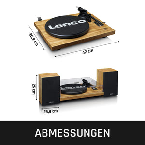 Lenco LS-500OK - Platenspeler met Bluetooth - Ingebouwde Versterker - 2 externe Speakers - Hout